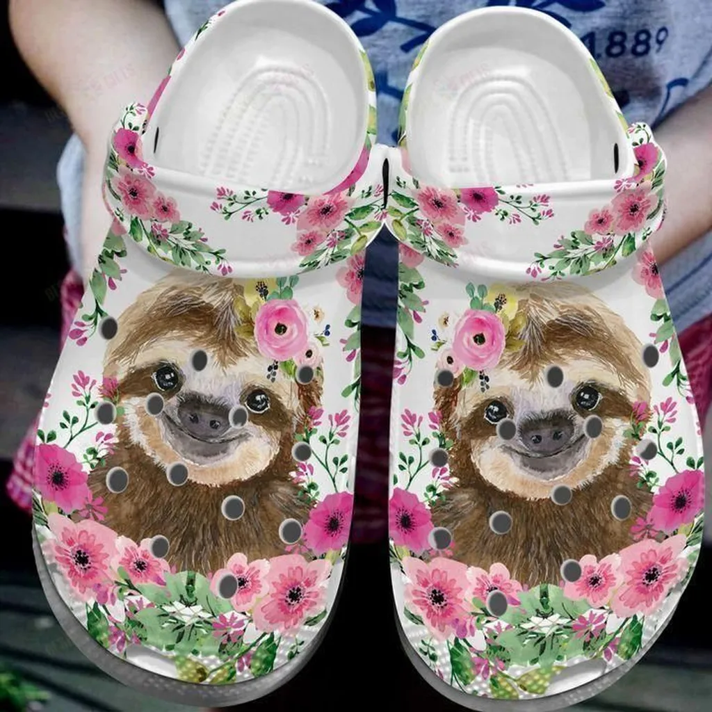 Sloth Crocs Classic Clog Flower Sloth