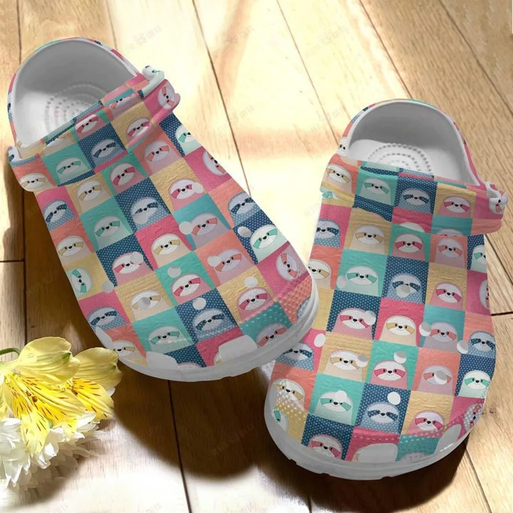 Sloth Cute Sloth Pattern Crocs, Personalized Crocs Classic Clogs