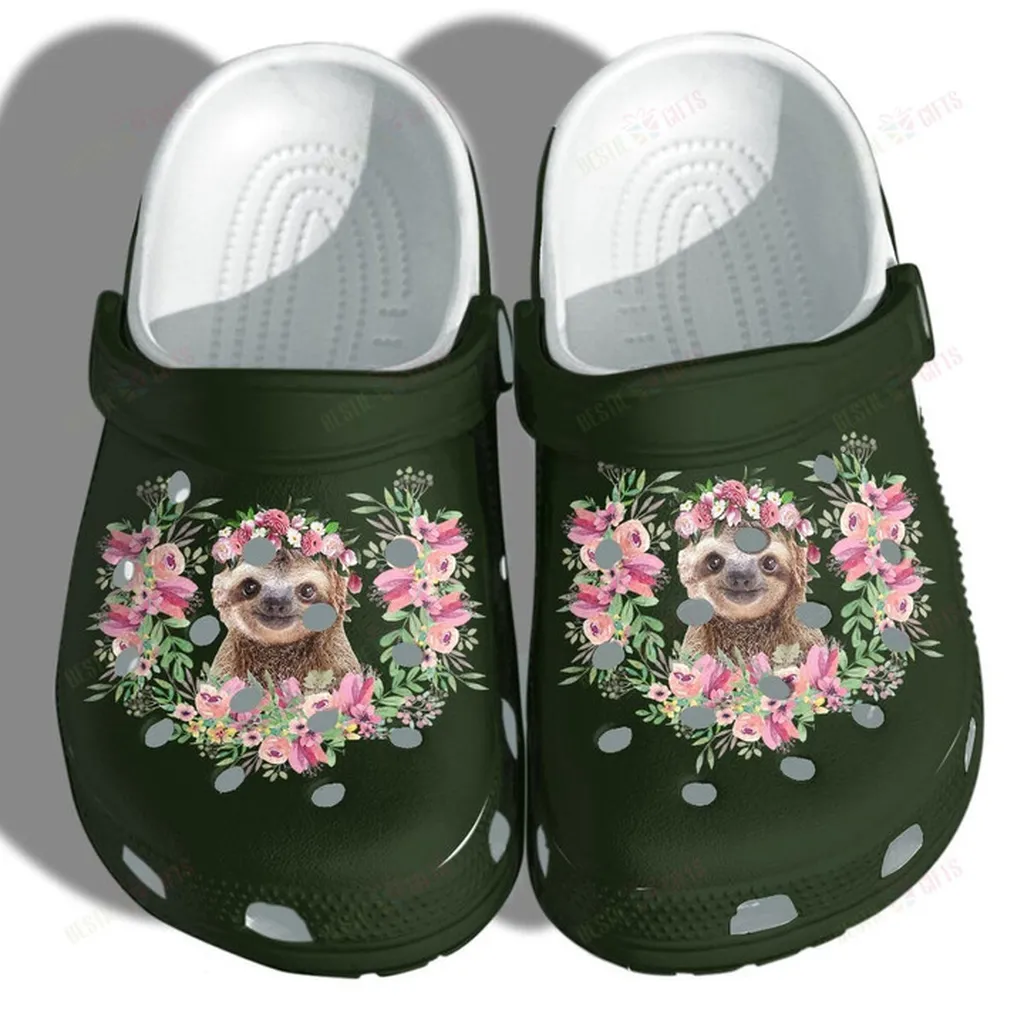 Sloth Flower Crocs Classic Clogs