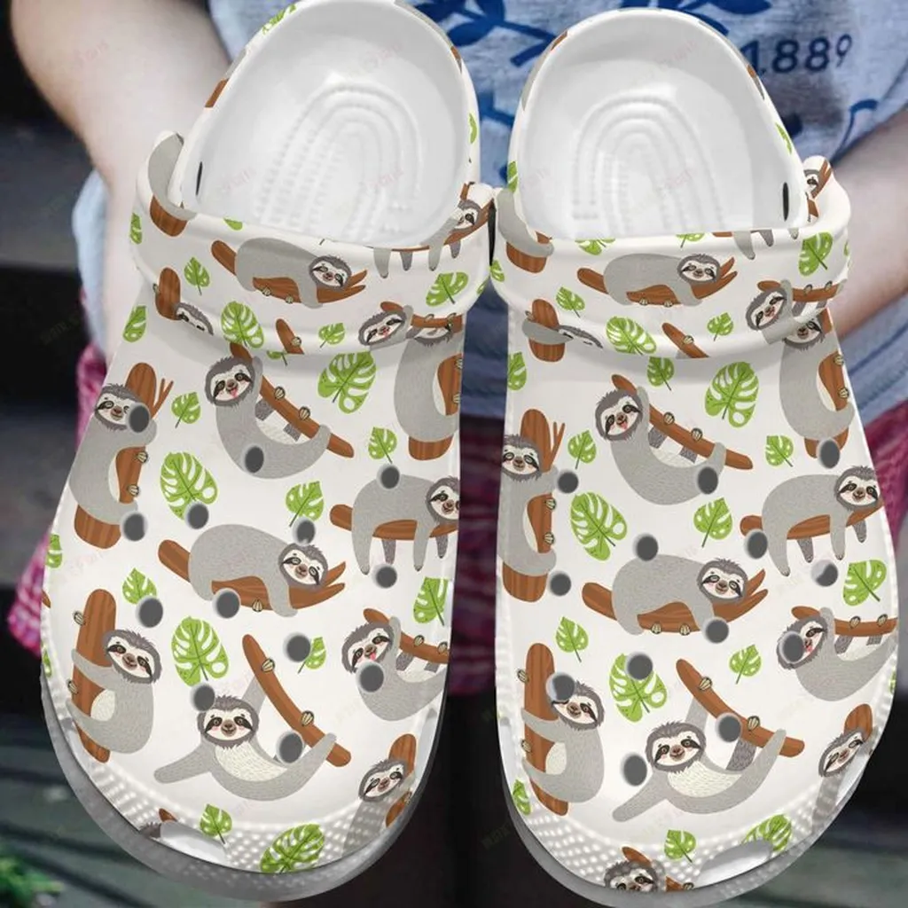 Sloth Grey Crocs, Personalized Crocs Classic Clogs