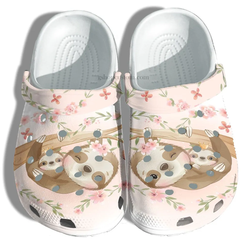 Sloth Mom Flower Cute Crocs