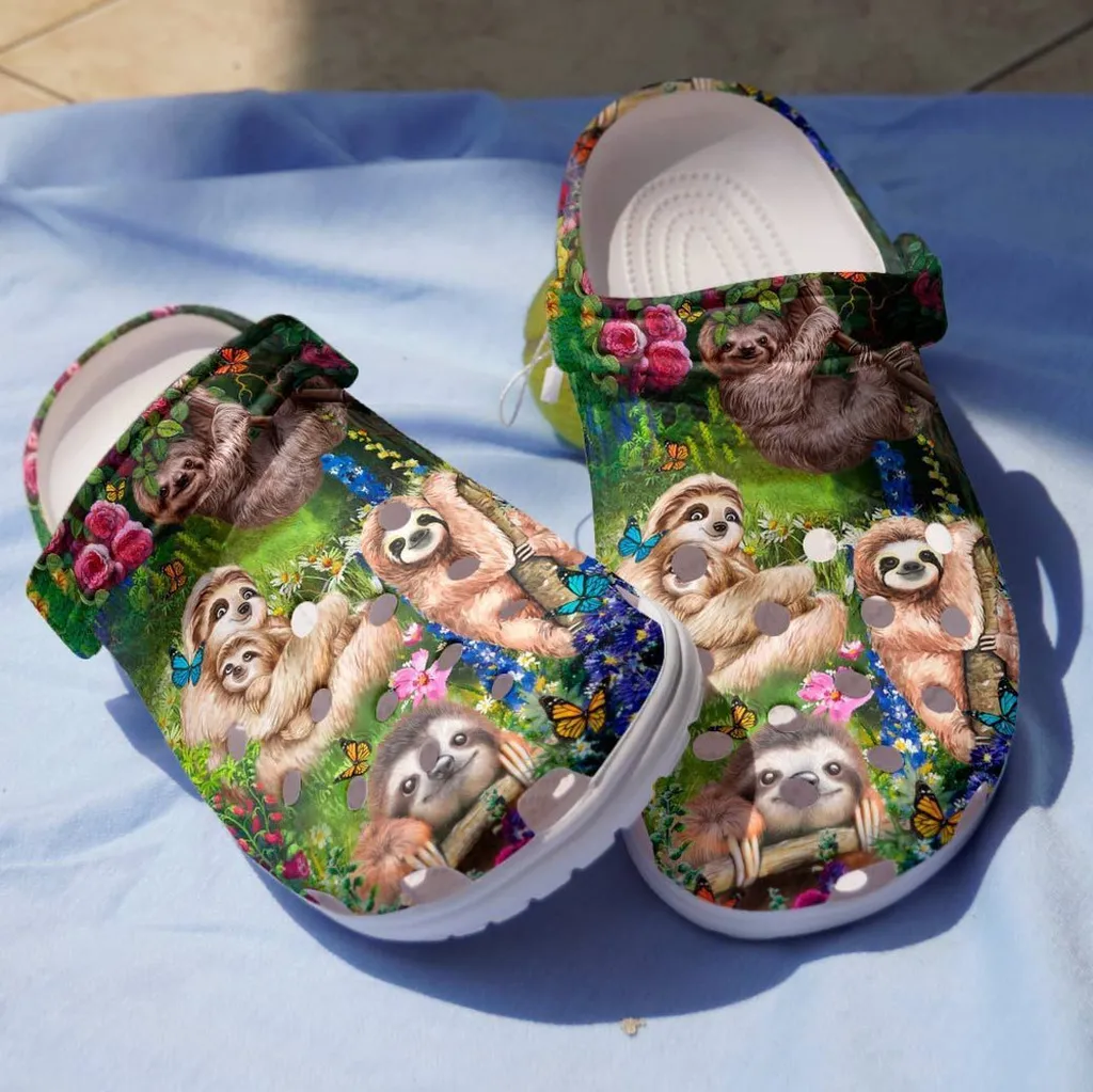 Sloth Tribe Sloth With Nature Gift For Lover Rubber Crocs Clog