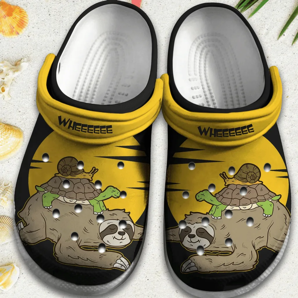 Sloth Turtle Snail Wheee Gift For Lover Rubber Crocs Clog