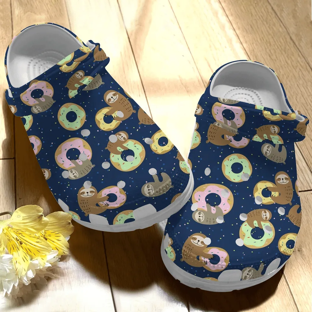 Sloths Love Donut Cute Animal Gift For Lover Rubber Crocs Clog