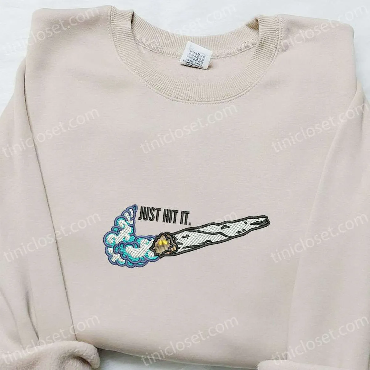 Smoke Just Hit It x Nike Swoosh Embroidered Shirt, Nike Inspired Embroidered Hoodie, Best Gifts For Friends