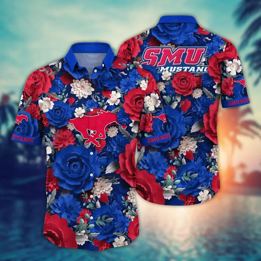 SMU Mustangs NCAA Flower Aloha Hawaiian Shirt, Custom Summer Football Shirts VPHWA2451153718