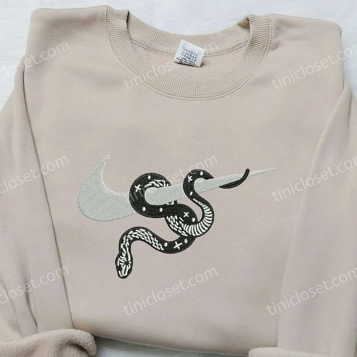 Snake Skeleton x Nike Embroidered Sweatshirt, Animal Embroidered Shirt, Nike Inspired Embroidered Shirt