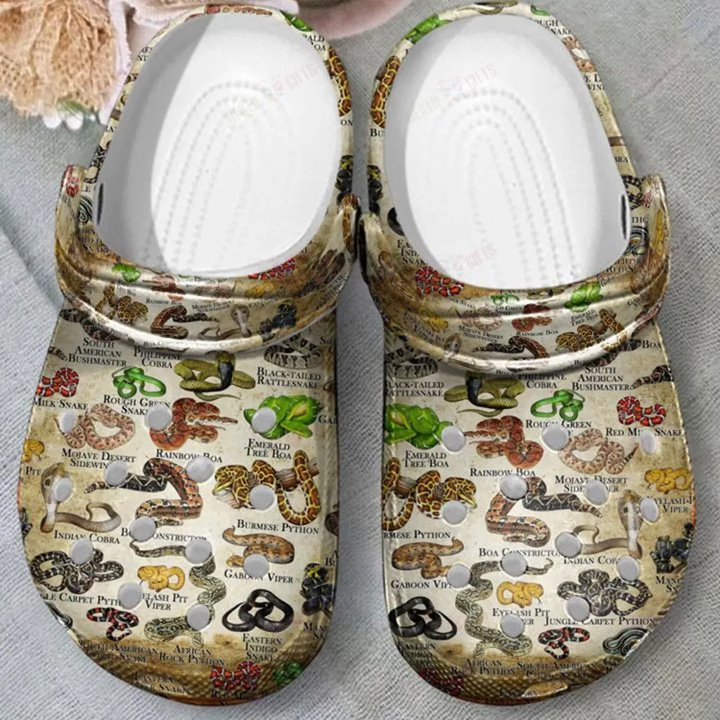 Snakes Of The World Crocs, Personalized Crocs Classic Clogs