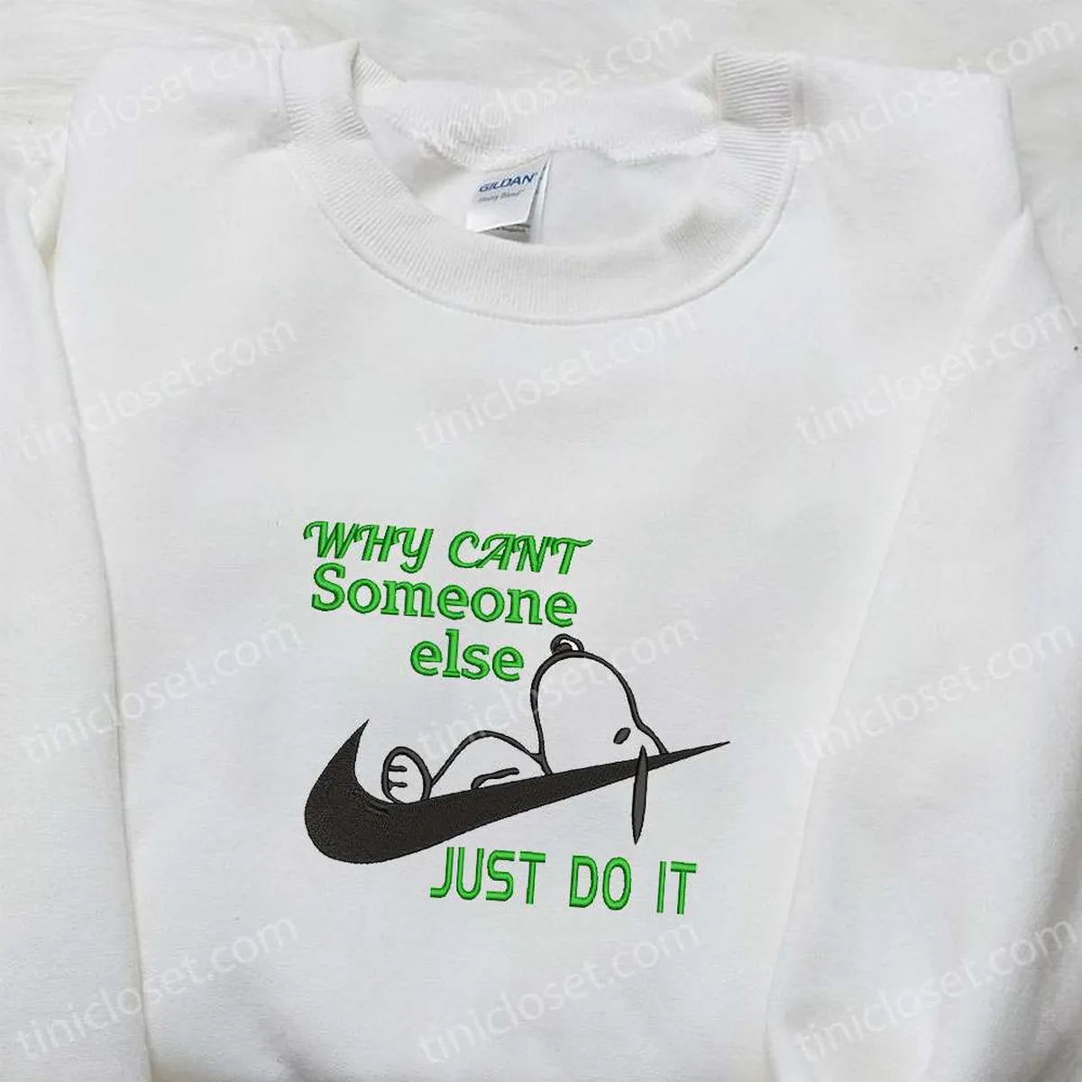 Snoopy Just Do It x Nike Embroidered Tshirt, Nike Inspired Embroidered Shirt, Best Gift for Family