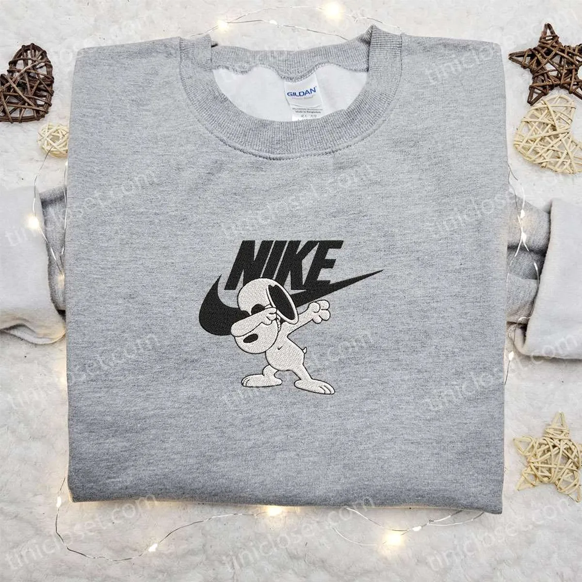 Snoopy Swag x Swoosh Cartoon Embroidered Sweatshirt, Disney Characters Embroidered Shirt, Best Gift Ideas for Family