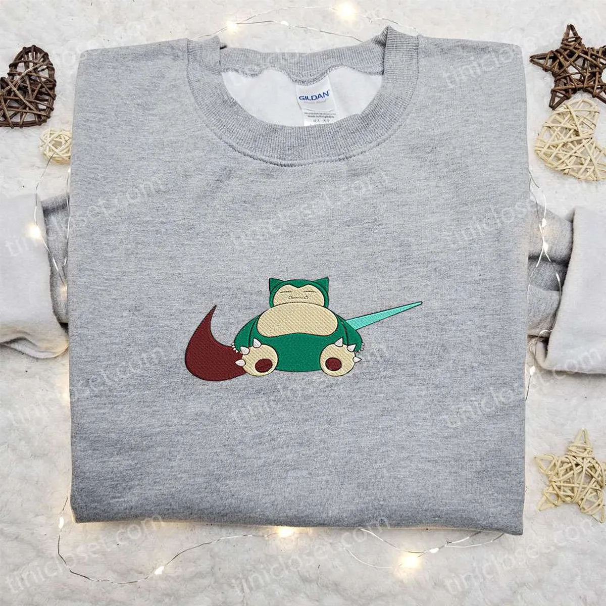 Snorlax Pokemon x Swoosh Anime Embroidered Hoodie, Cool Anime Clothing, Best Gift Ideas for Family