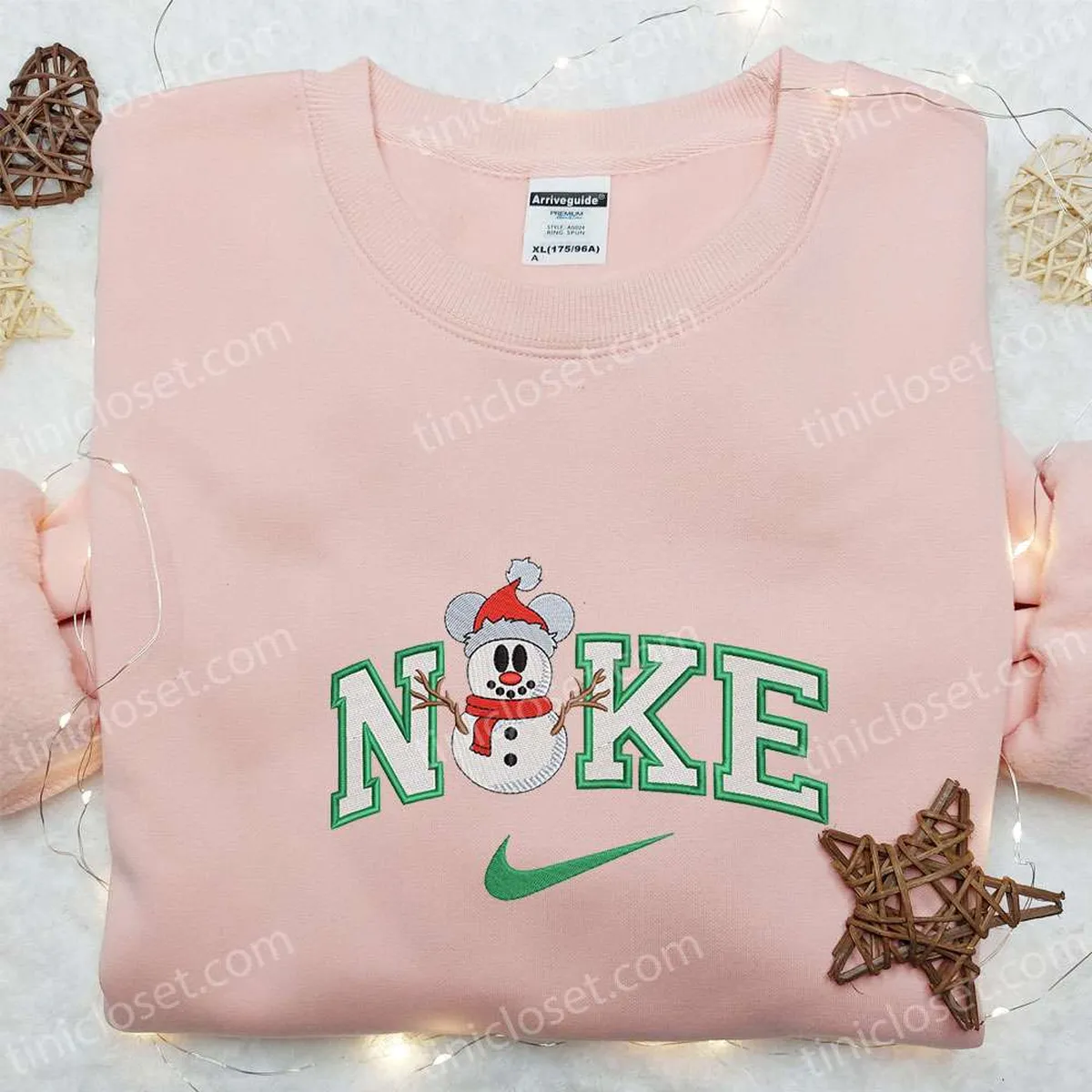 Snowman Mickey Santa Hat x Nike Embroidered Sweatshirt, Walt Disney Embroidered Shirt, Best Christmas Gift Ideas