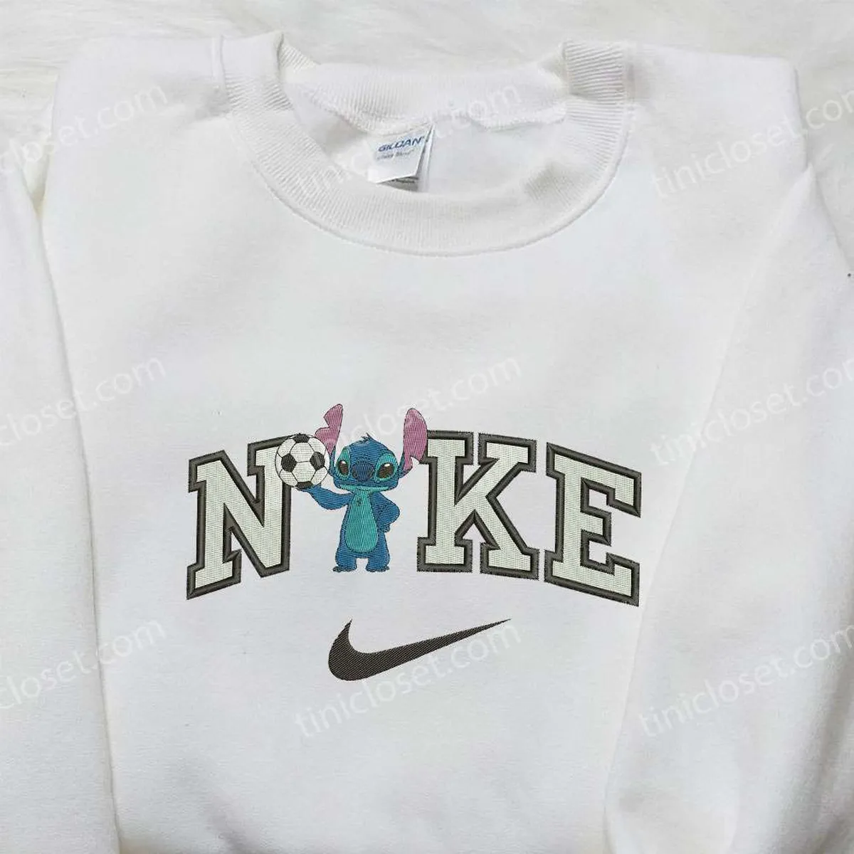 Soccer Stitch x Nike Embroidered Sweatshirt, Lilo and Stitch Embroidered Shirt, Nike Inspired Embroidered Shirt