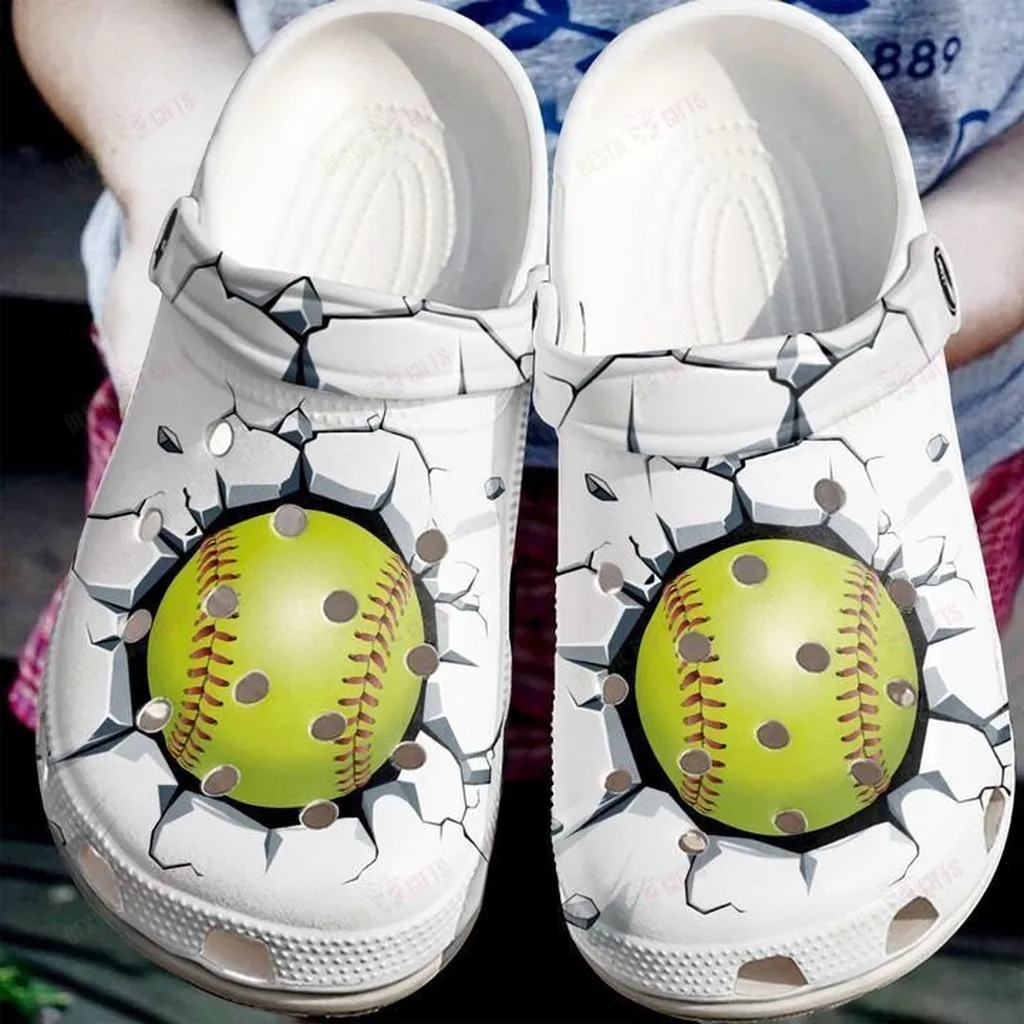 Softball Broken Wall Crocs Classic Clogs