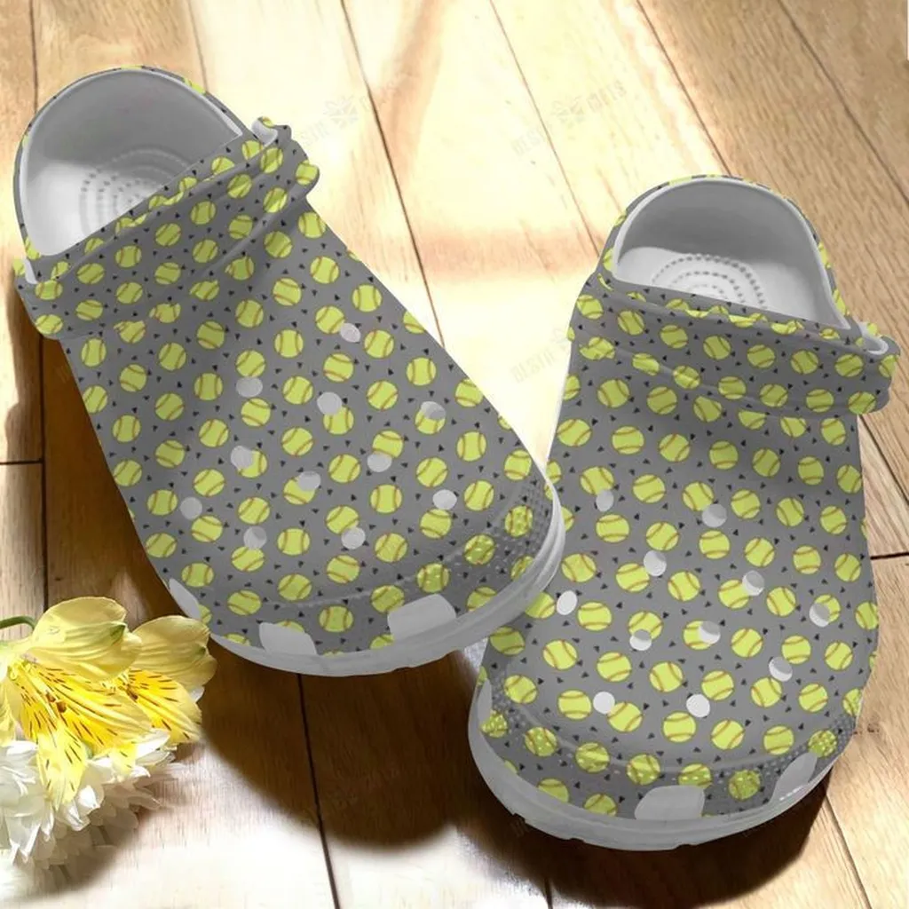 Softball Pattern Crocs, Personalized Crocs Classic Clogs