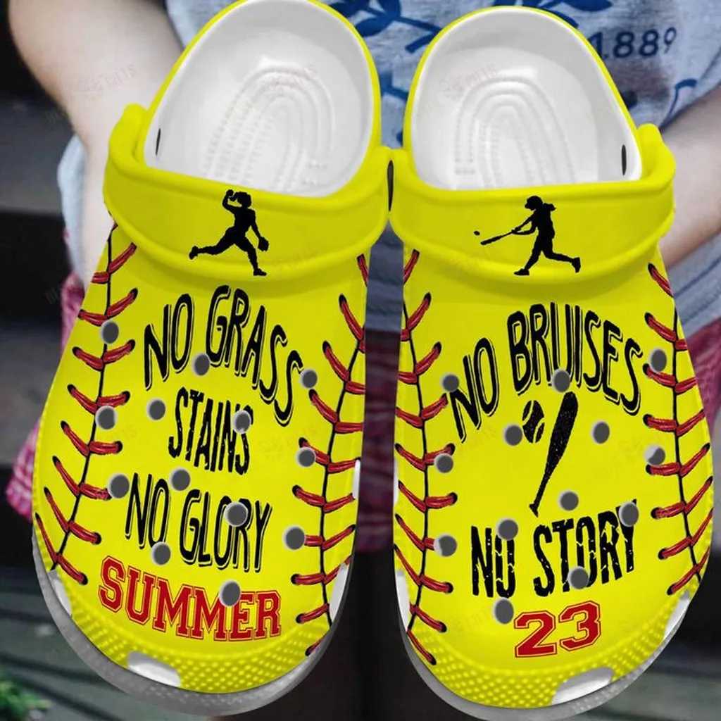 Softball Personalized No Bruises Stains No Story Crocs, Personalized Crocs Classic Clogs