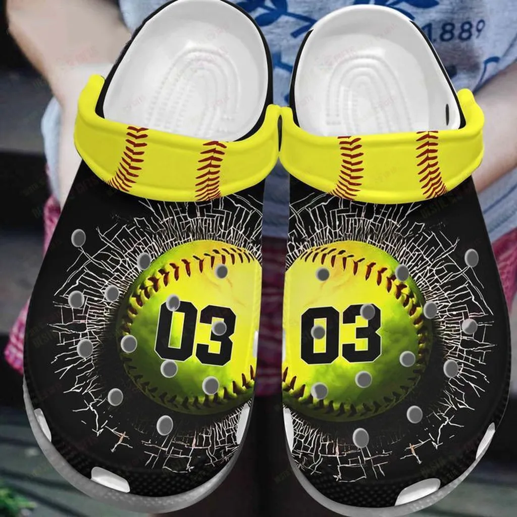 Softball Personalized Softball Breaking Ball Crocs, Personalized Crocs Classic Clogs