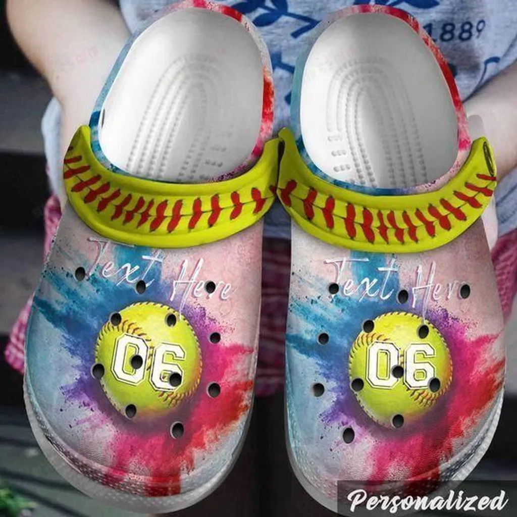 Softball Personalized White Sole Love Softball Crocs Classic Clogs