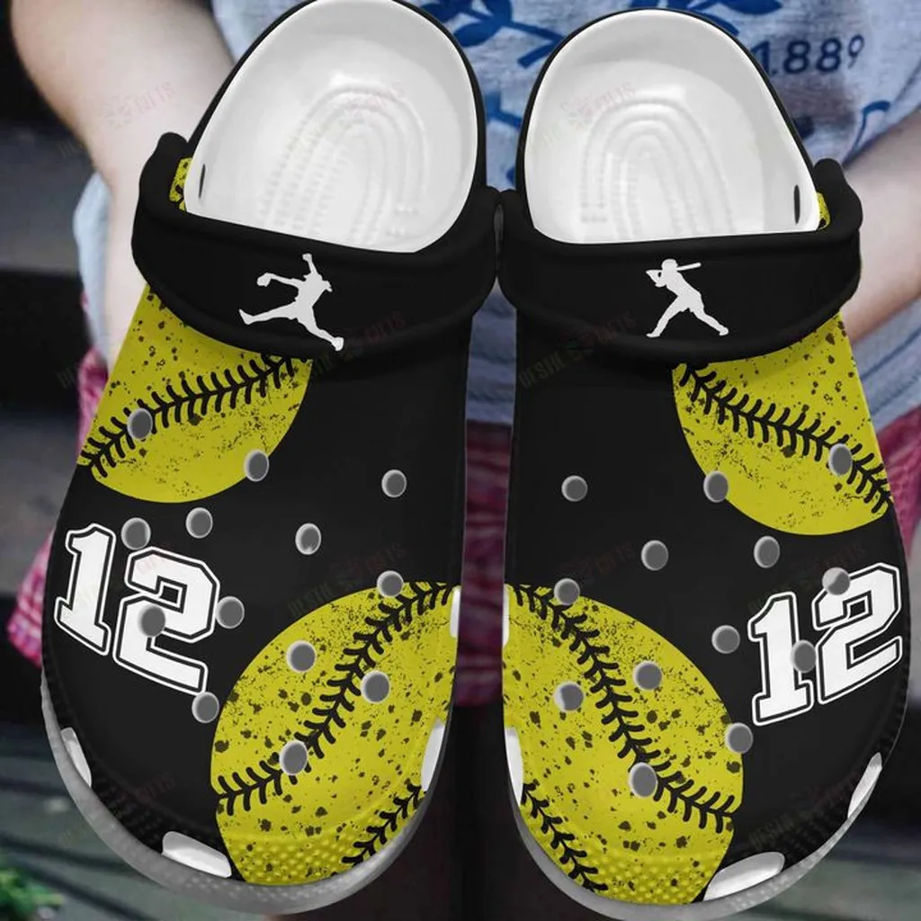 Softball Personalized White Sole Love The Game Crocs Classic Clogs