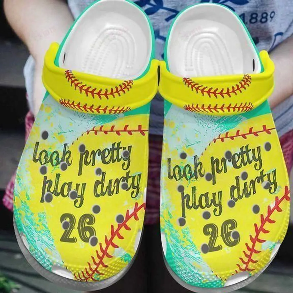 Softball Personalized White Sole Pretty Dirty Crocs Classic Clogs