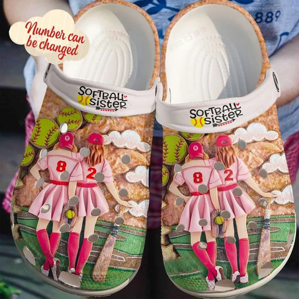 Softball White Sole Personalized Sisters Crocs Classic Clogs