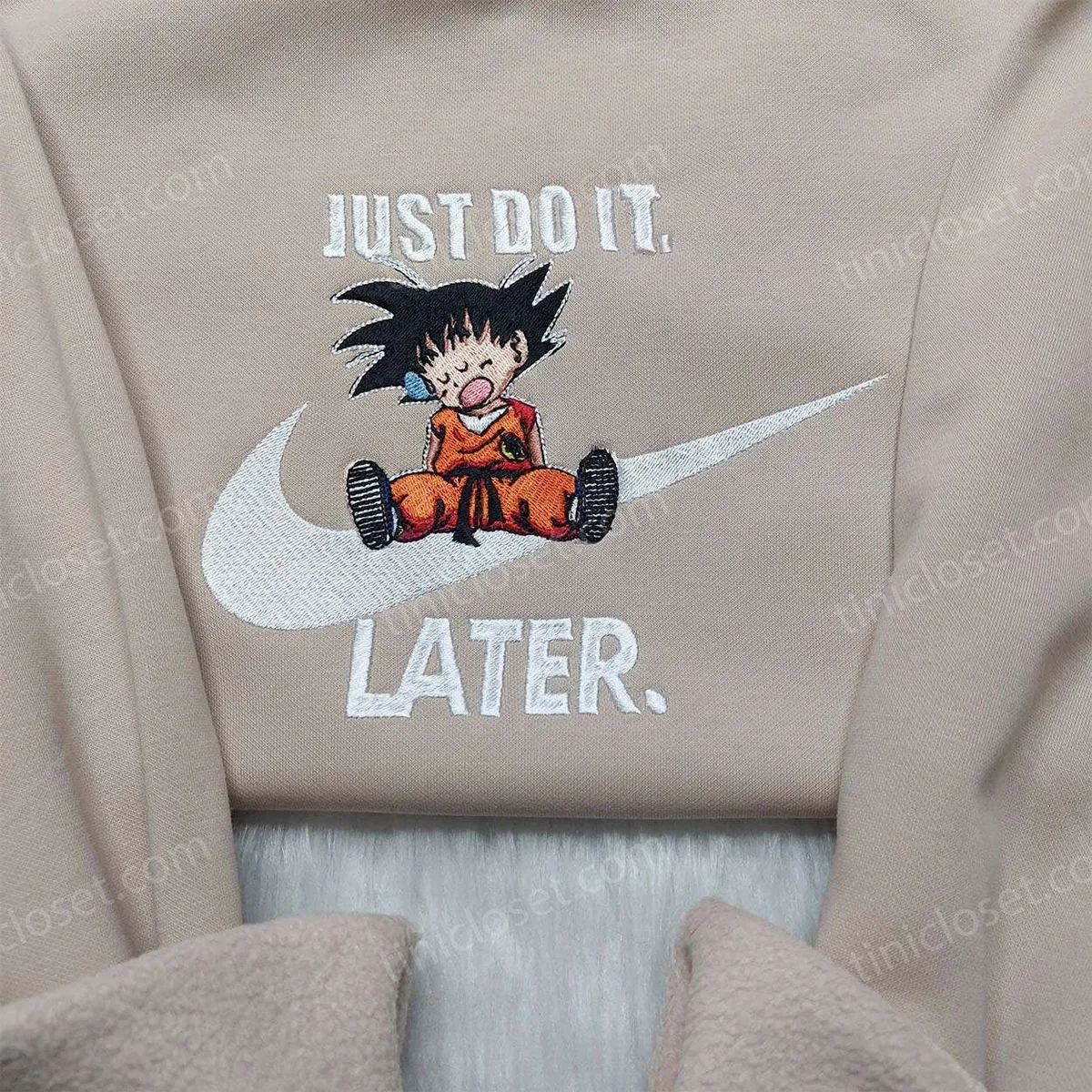 Songoku Just Do It Later Embroidered Shirt, Dragon Ball Embroidered Shirt, Custom Nike Embroidered Shirt