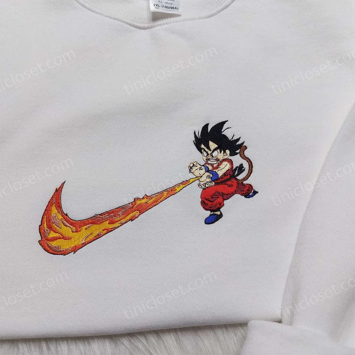 Songoku Nike Embroidered Shirt, Dragon Ball Embroidered Sweatshirt, Anime Embroidered Hoodie