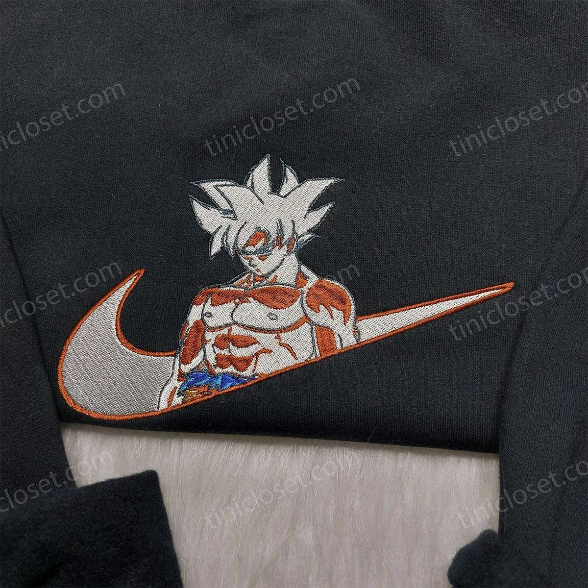 Songoku Nike Swoosh Embroidered Shirt, Dragon Ball Embroidered Sweatshirt, Nike Inspired Embroidered Hoodie