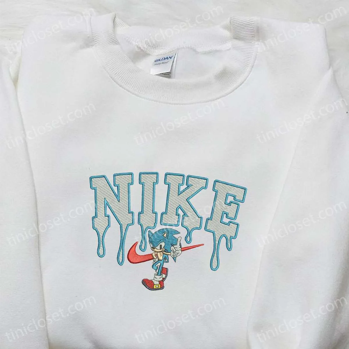 Sonic x Nike Cartoon Embroidered Hoodie, Nike Inspired Embroidered Shirt, Best Birthday Gift Ideas