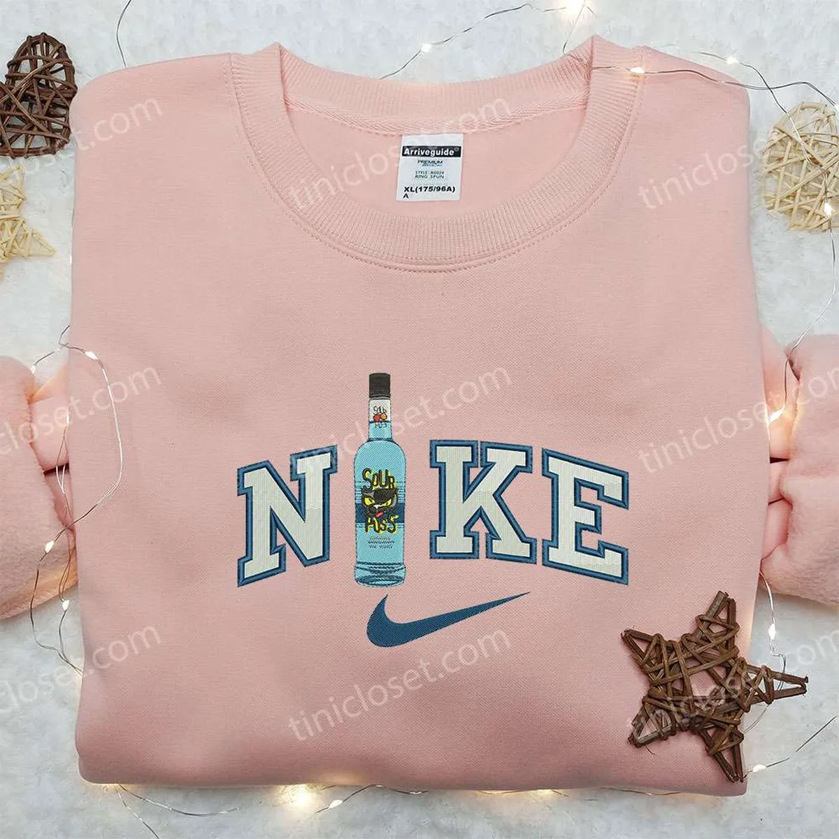 Sour Puss Bottle x Nike Embroidered Sweatshirt, Favorite Drink Embroidered Shirt, Nike Inspired Embroidered Shirt