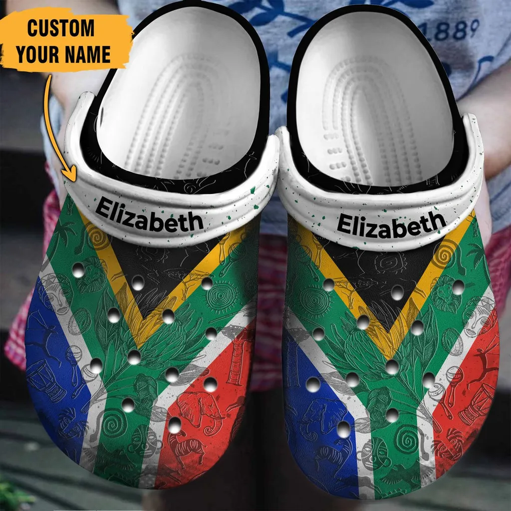 South African Flag Gift For Fan Classic Water Rubber Crocs Clog