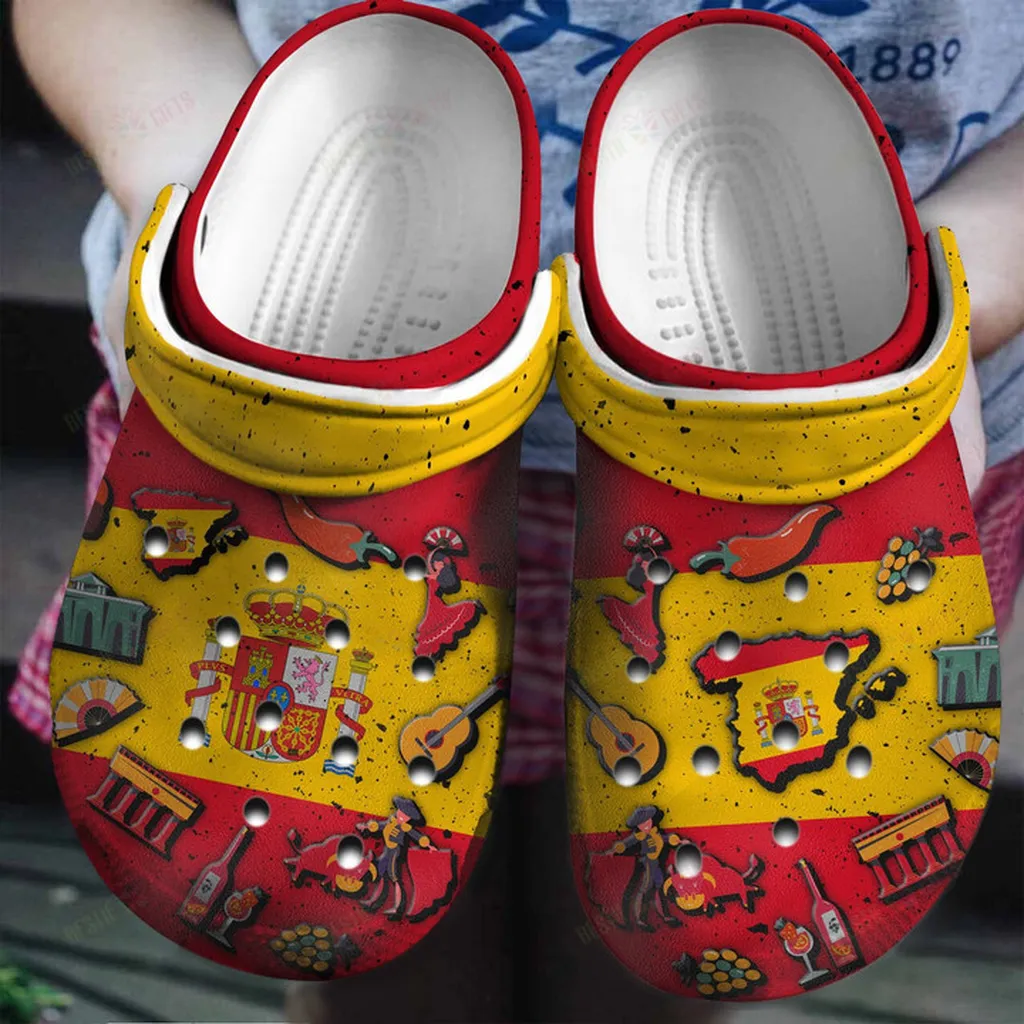 Spain Flag Symbol Crocs Classic Clogs