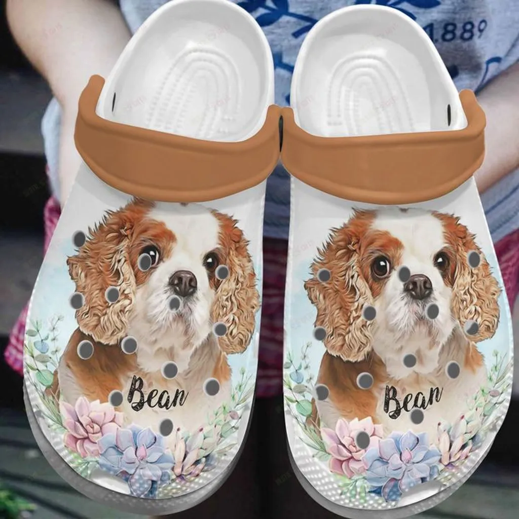 Spaniel Personalized Cavalier Spaniel And Succulents Crocs Classic Clogs