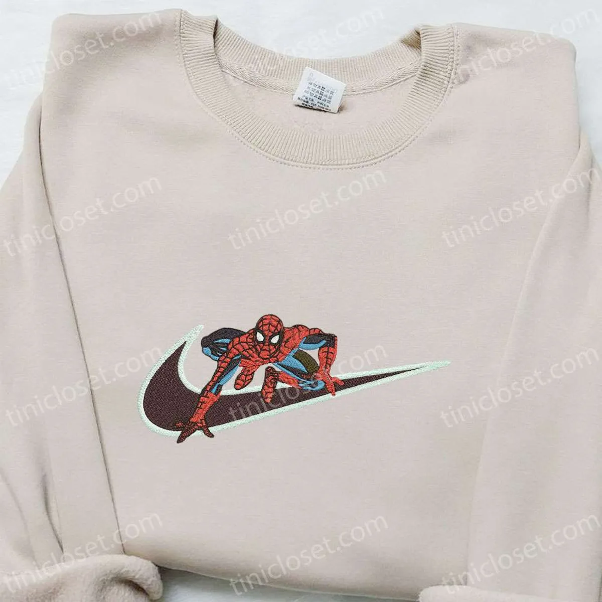 Spider-Man Movie x Swoosh Embroidered Sweatshirt, Marvel Universe Embroidered Hoodie, Custom Nike Embroidered T-shirt