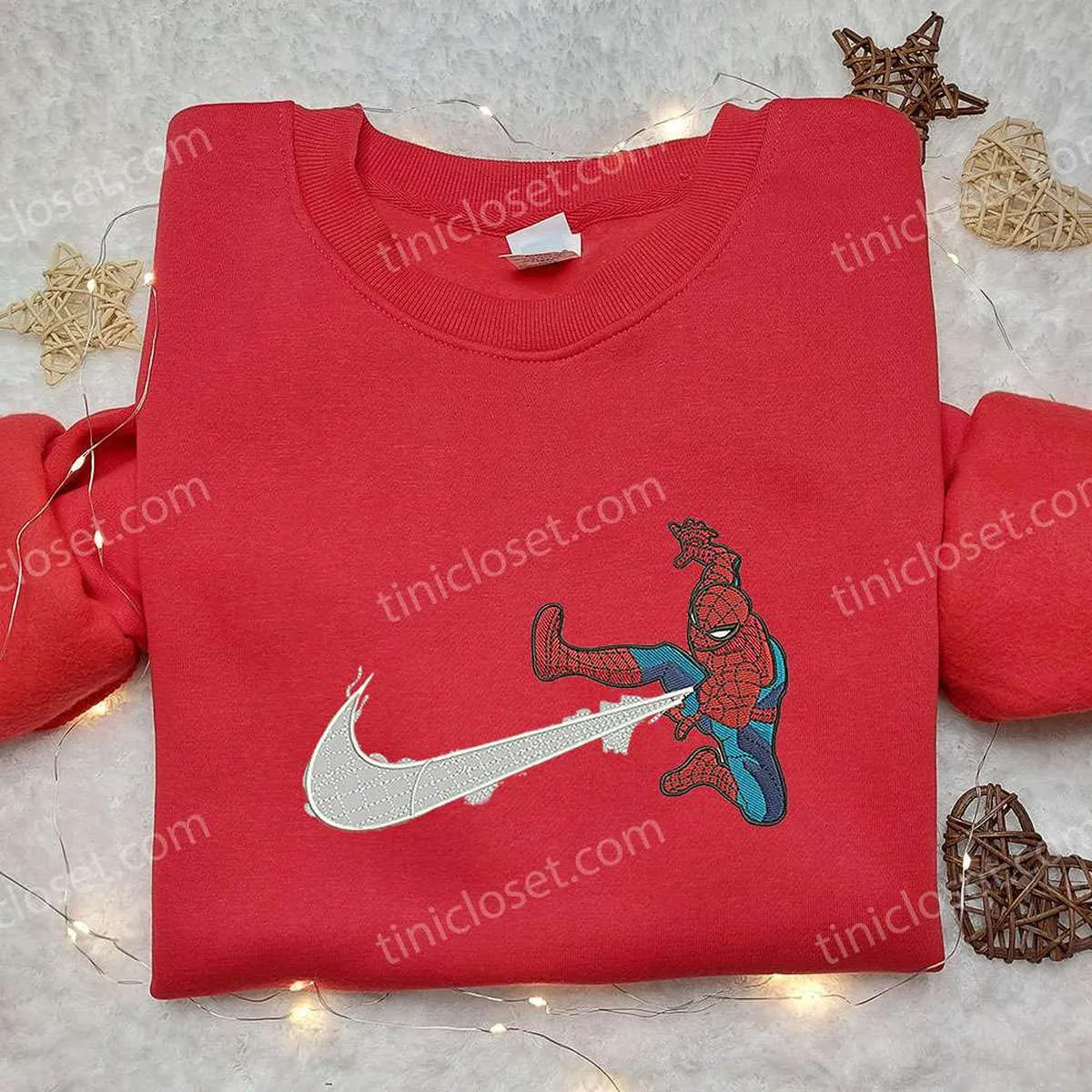 Spider-Man x Nike Swoosh Embroidered Sweatshirt, Nike Inspired Embroidered Shirt, Best Gifts for Family