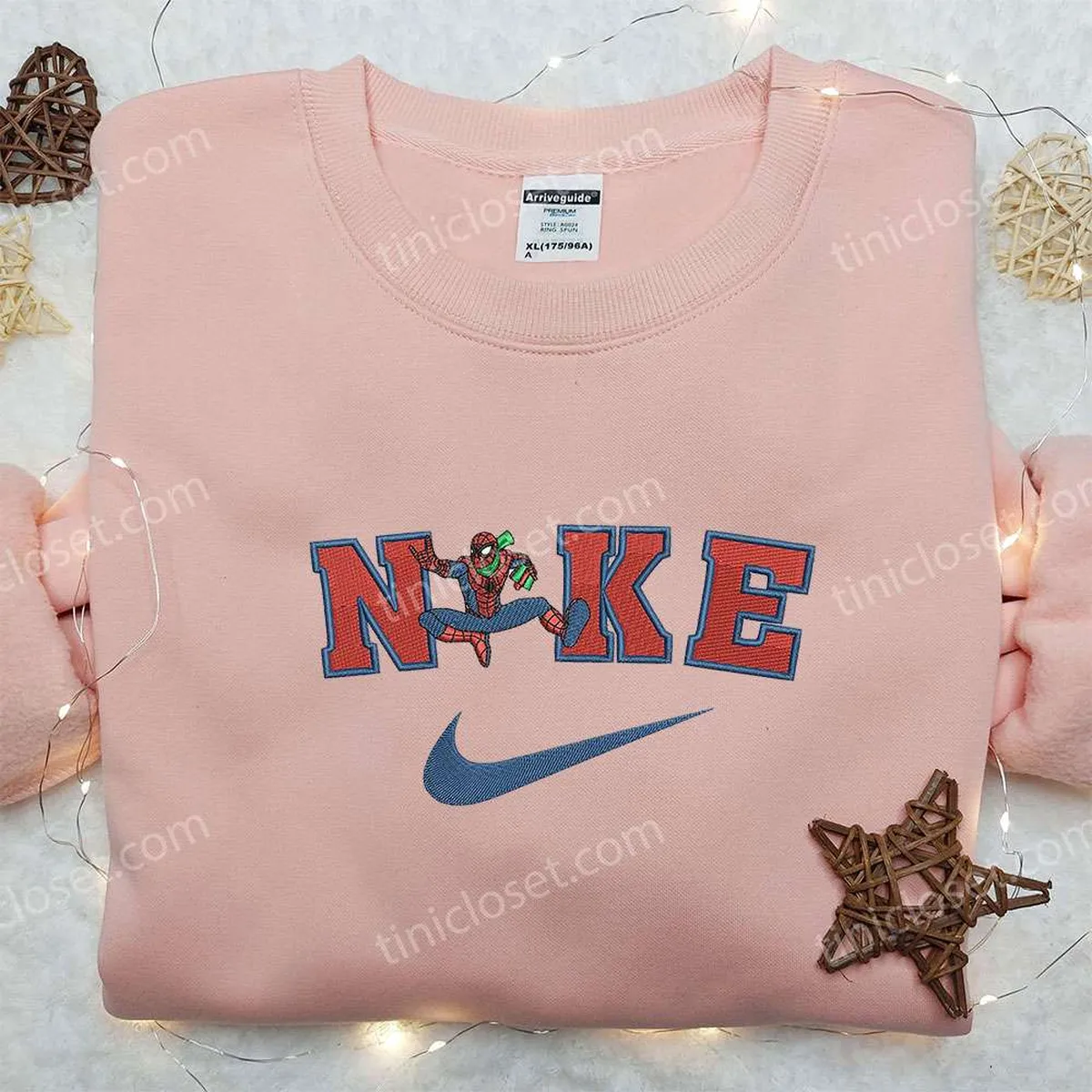 Spider-Man Xmas x Nike Embroidered Sweatshirt, Movie Embroidered Shirt, Nike Inspired Embroidered Shirt