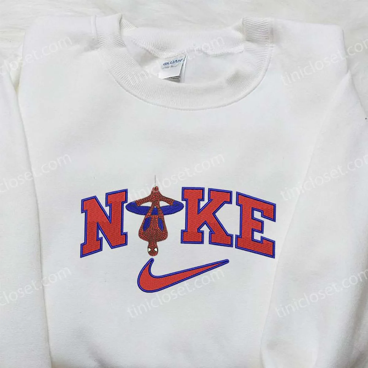 Spiderman x Nike Embroidered Shirt, Spiderman Embroidered Shirt, Custom Nike Embroidered Shirt