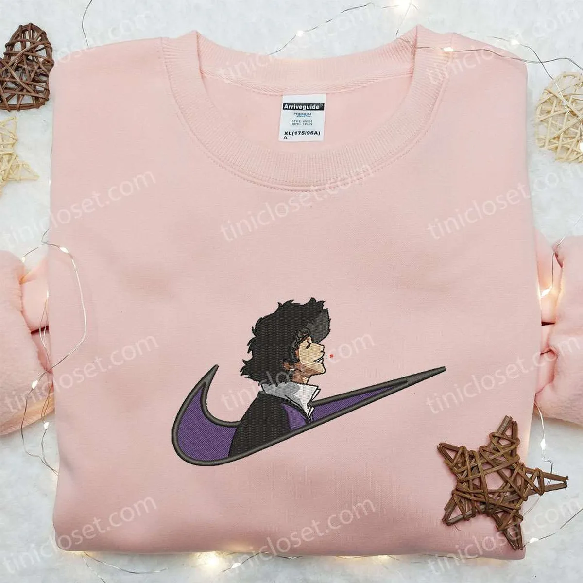 Spike Spiegel x Swoosh Embroidered T-shirt, Cowboy Bebop Anime Embroidered Hoodie, Nike Inspired Embroidered Sweatshirt