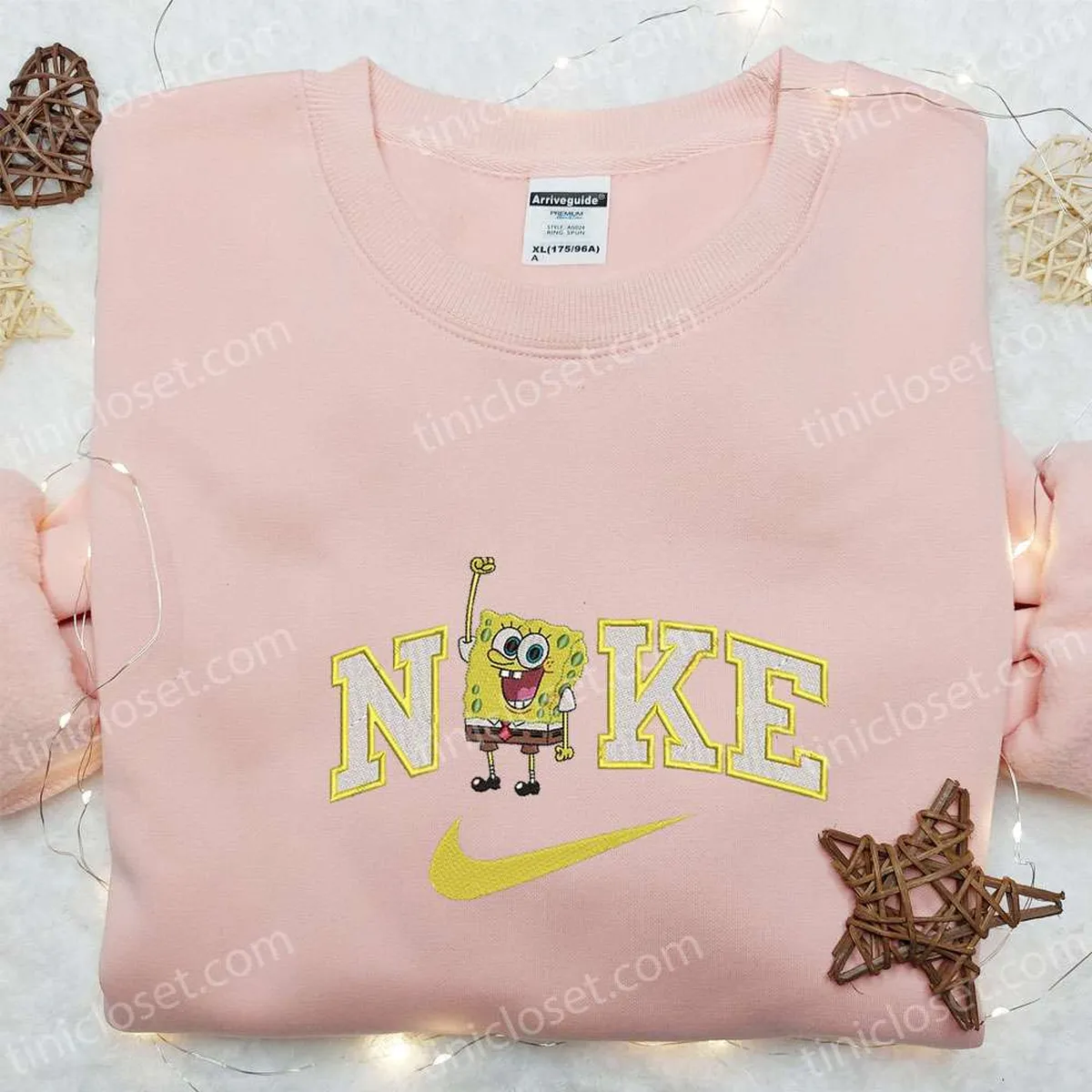 SpongeBob SquarePants x Nike Embroidered Sweatshirt, SpongeBob SquarePants Cartoon Embroidered Shirt, The Best Gift