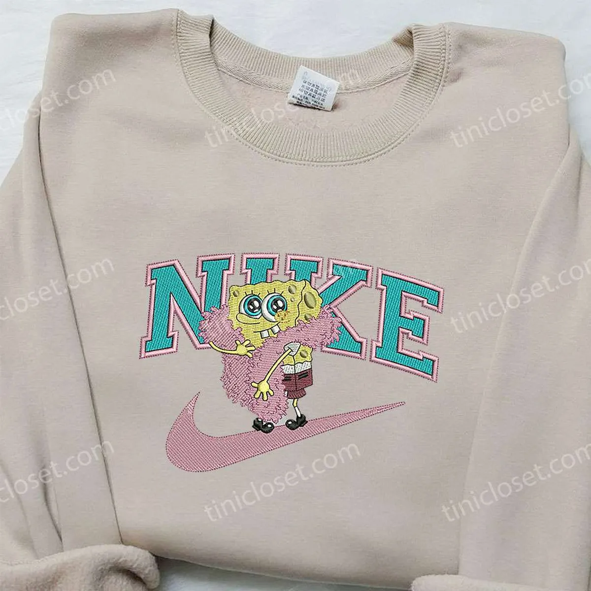 SpongeBob SquarePants x Nike Embroidered Sweatshirt, SpongeBob SquarePants Embroidered Shirt, Nike Inspired Embroidered Shirt