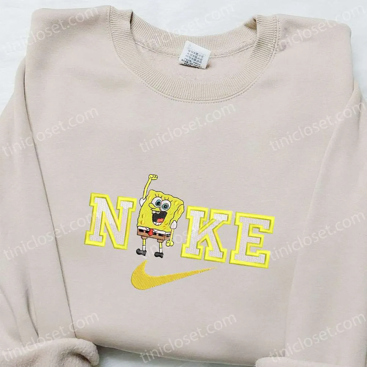 Spongebob x Nike Cartoon Embroidered Shirt, Nike Inspired Embroidered T-shirt, Best Gift Ideas for Family