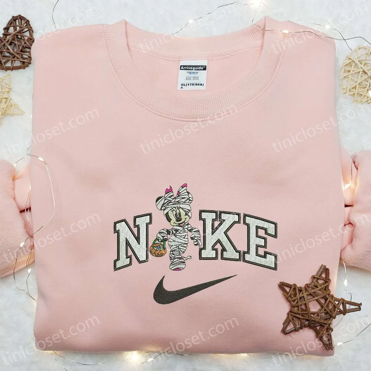 Spooky Minnie Mummy x Nike Embroidered Shirt, Disney Characters Embroidered Hoodie, Halloween Embroidered Sweatshirt