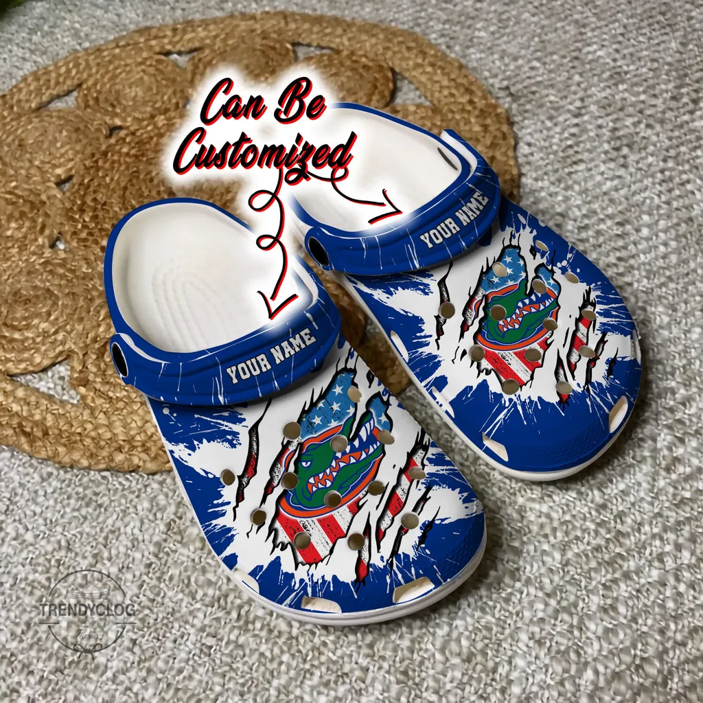 Sport Crocs Personalized FGators University Ripped American Flag Clog