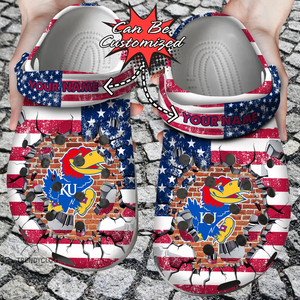 Sport Crocs Personalized KJayhawks University American Flag New Clog