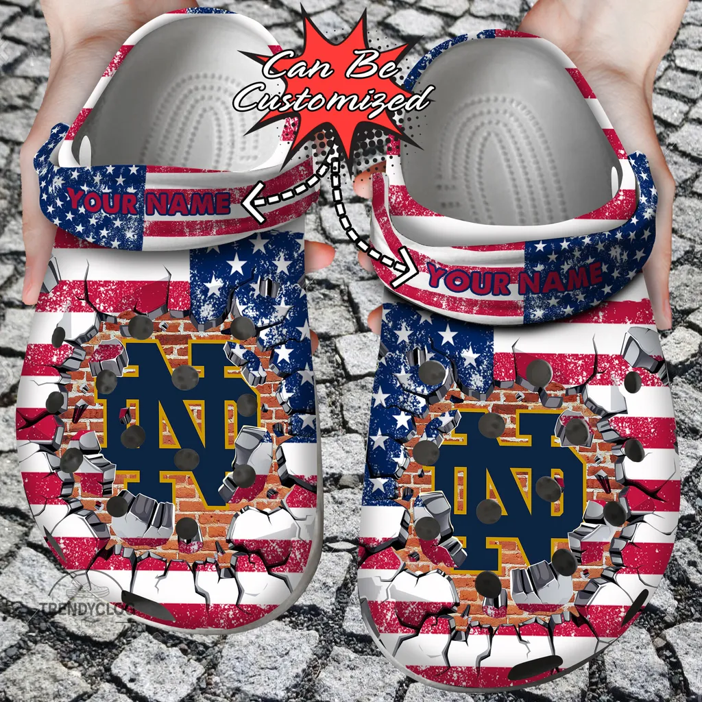 Sport Crocs Personalized ND Fighting Irish University American Flag New Clog