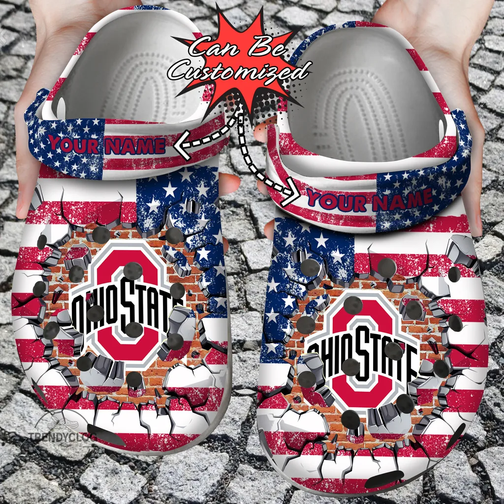 Sport Crocs Personalized OBuckeyes University American Flag New Clog