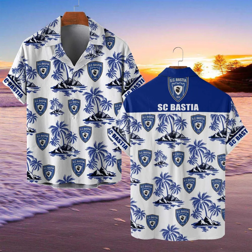 Sporting Club di Bastia Hawaiian Shirt Style Classic Oversized Hawaiian, Unisex Hawaiian Shirt