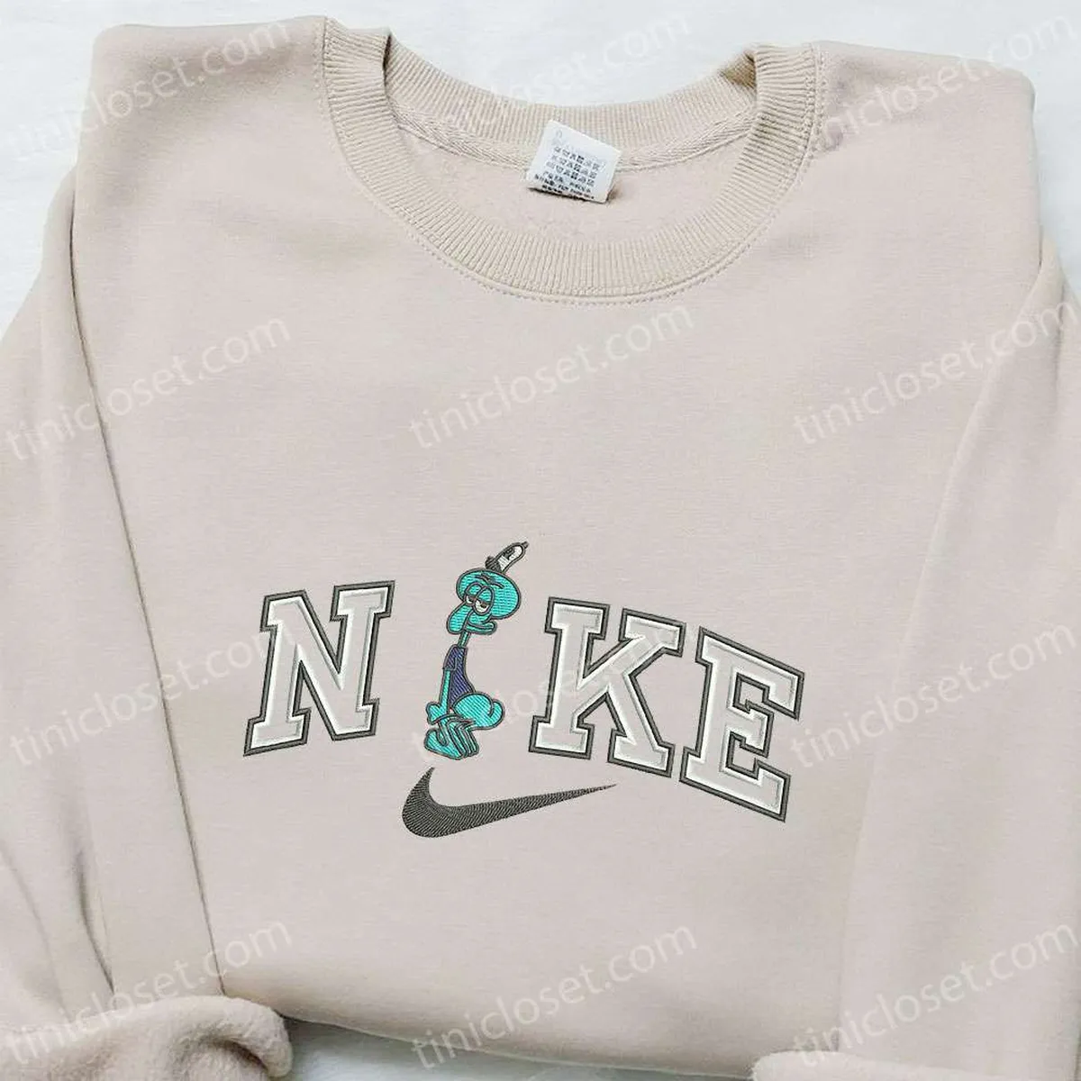 Squidward x Nike Cartoon Embroidered Sweatshirt, Custom Embroidered Hoodie, Best Birthday Gift Ideas