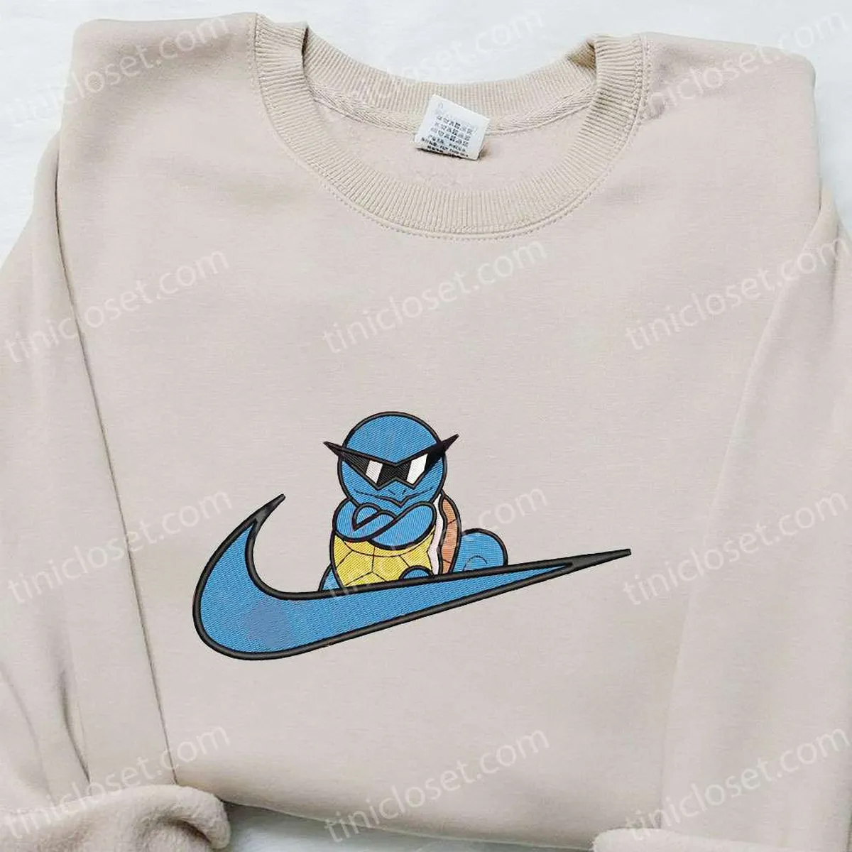 Squirtle Gang x Swoosh Anime Embroidered Hoodie, Cool Anime Clothing, Best Gift Ideas for Family