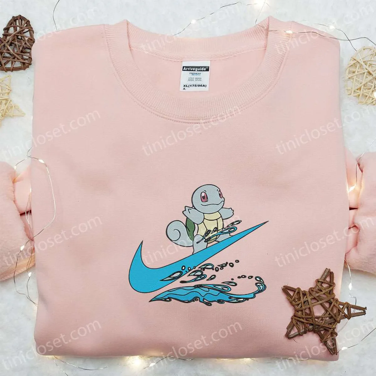 Squirtle Surfing x Nike Embroidered Shirt, Pokemon Anime Embroidered Hoodie, Best Gifts For Family